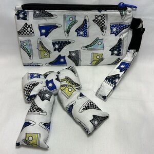 Handmade Playful Sneaker Print Wristlet Clutch
